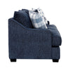 Marie Sofa with Reversible Cushions | Plaid Pillows | Blue Chenille