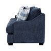 Marie Sofa with Reversible Cushions | Plaid Pillows | Blue Chenille