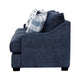 Marie Sofa with Reversible Cushions | Plaid Pillows | Blue Chenille