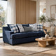 Marie Sofa with Reversible Cushions | Plaid Pillows | Blue Chenille