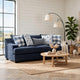 Marie Sofa with Reversible Cushions | Plaid Pillows | Blue Chenille