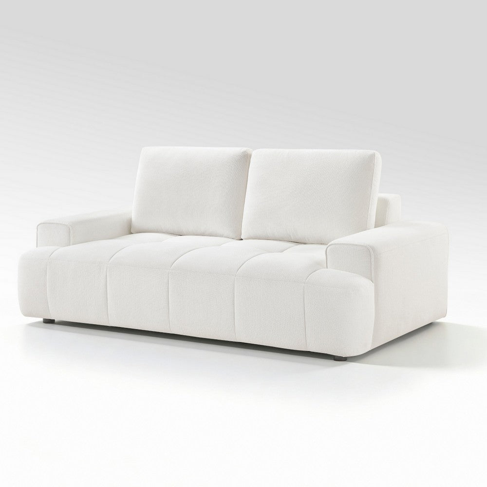 Brenda Loveseat | Reversible Cushions | Faux Wood Feet | Beige Chenille