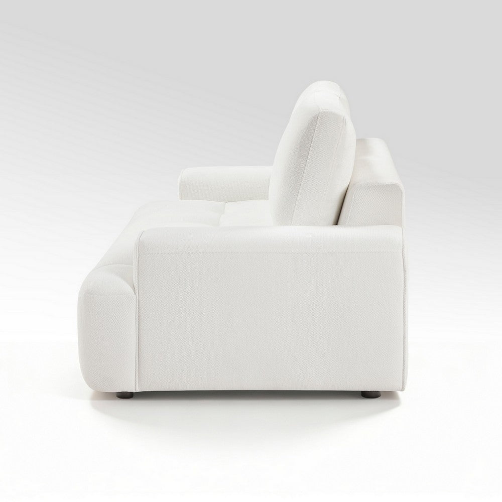Brenda Loveseat | Reversible Cushions | Faux Wood Feet | Beige Chenille