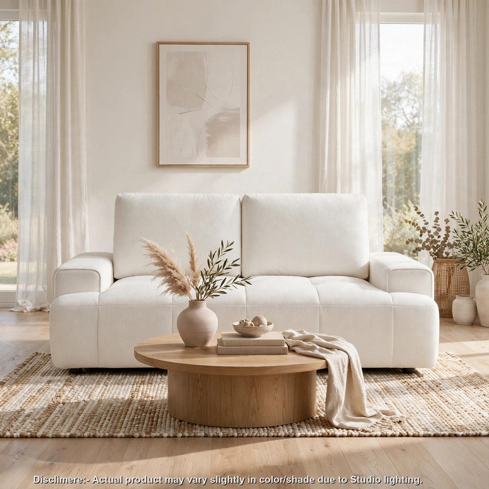 Brenda Loveseat | Reversible Cushions | Faux Wood Feet | Beige Chenille