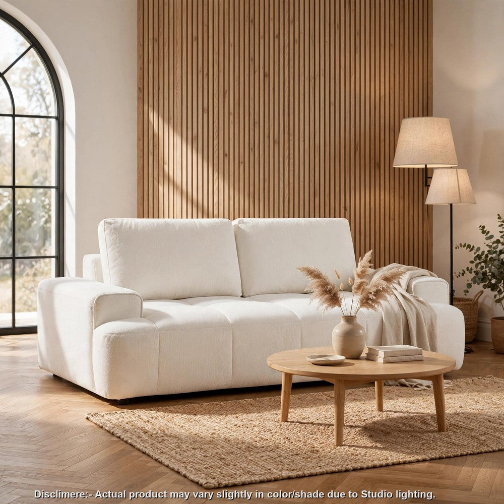 Brenda Loveseat | Reversible Cushions | Faux Wood Feet | Beige Chenille