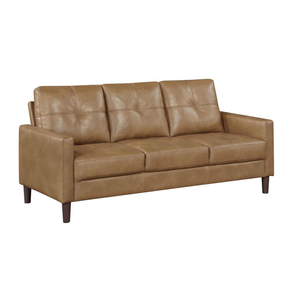 Xyna Modern Sofa with Faux Wood Feet Design | Brown Textured Fabric
