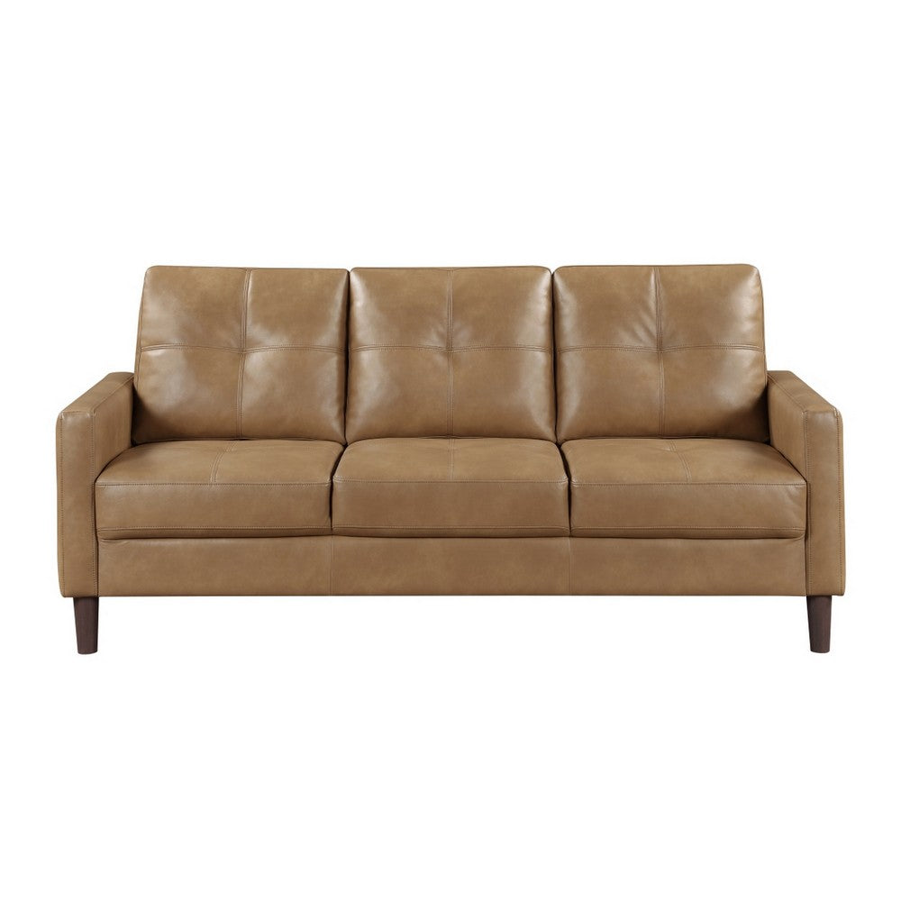 Xyna Modern Sofa with Faux Wood Feet Design | Brown Textured Fabric
