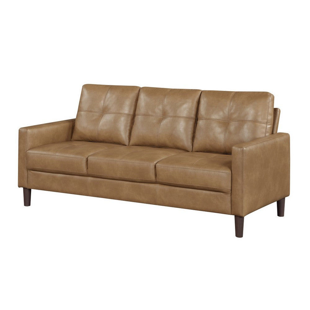 Xyna Modern Sofa with Faux Wood Feet Design | Brown Textured Fabric