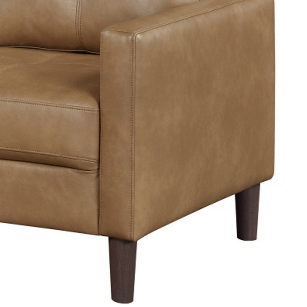 Xyna Modern Sofa with Faux Wood Feet Design | Brown Textured Fabric