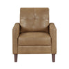 Xyna Accent Chair with Tufted Backrest | Solid Wood Legs | Brown Fabric