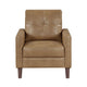 Xyna Accent Chair with Tufted Backrest | Solid Wood Legs | Brown Fabric