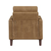 Xyna Accent Chair with Tufted Backrest | Solid Wood Legs | Brown Fabric