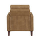Xyna Accent Chair with Tufted Backrest | Solid Wood Legs | Brown Fabric