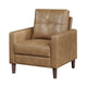 Xyna Accent Chair with Tufted Backrest | Solid Wood Legs | Brown Fabric