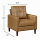 Xyna Accent Chair with Tufted Backrest | Solid Wood Legs | Brown Fabric