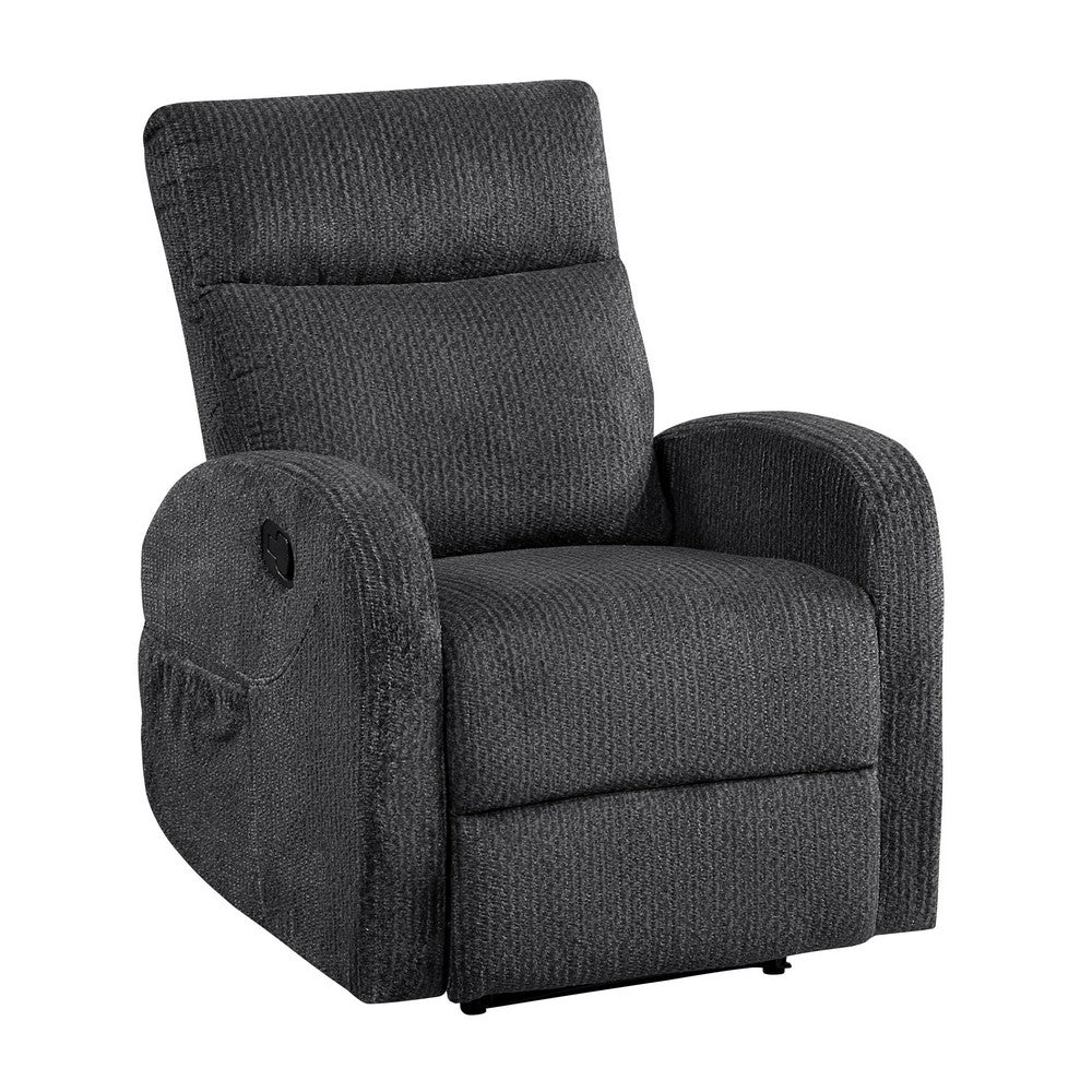 May Wall Hugger Reclining Chair | Storage Pocket | Dark Gray Microfiber