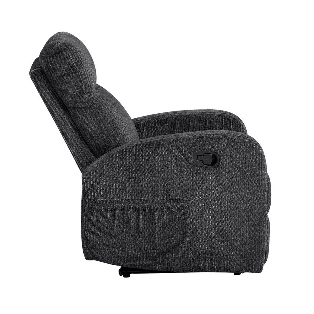 May Wall Hugger Reclining Chair | Storage Pocket | Dark Gray Microfiber
