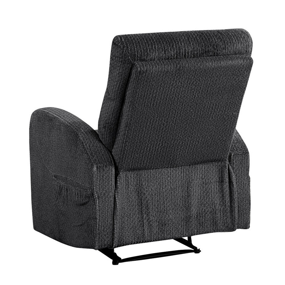 May Wall Hugger Reclining Chair | Storage Pocket | Dark Gray Microfiber