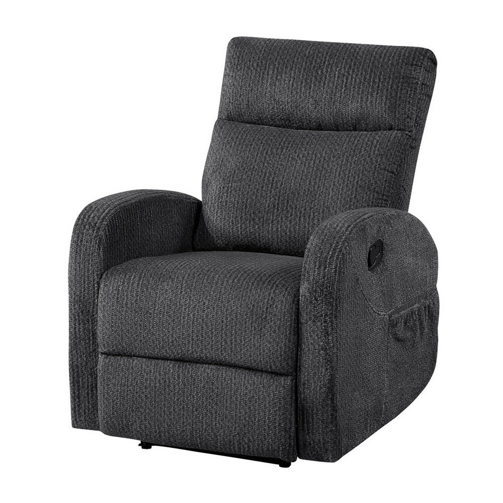 May Wall Hugger Reclining Chair | Storage Pocket | Dark Gray Microfiber