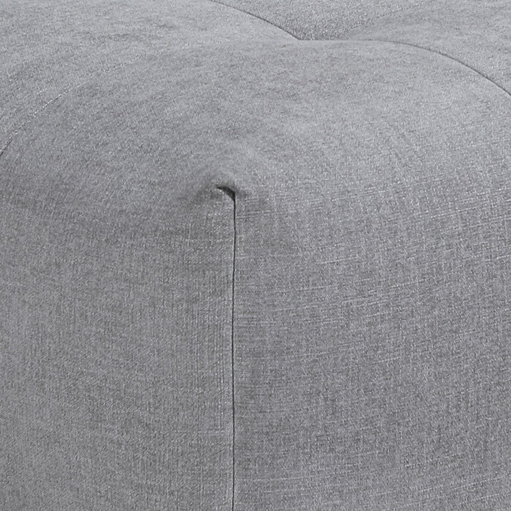 Tanya Ottoman with Casters | Plush Cushion Top | Gray Tufted Fabric | 46"