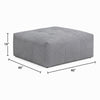 Tanya Ottoman with Casters | Plush Cushion Top | Gray Tufted Fabric | 46"