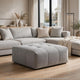 Tanya Ottoman with Casters | Plush Cushion Top | Gray Tufted Fabric | 46"