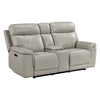 Zelda Power Reclining Loveseat | Console & Headrests | Gray Genuine Leather