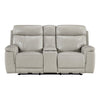 Zelda Power Reclining Loveseat | Console & Headrests | Gray Genuine Leather