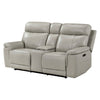 Zelda Power Reclining Loveseat | Console & Headrests | Gray Genuine Leather
