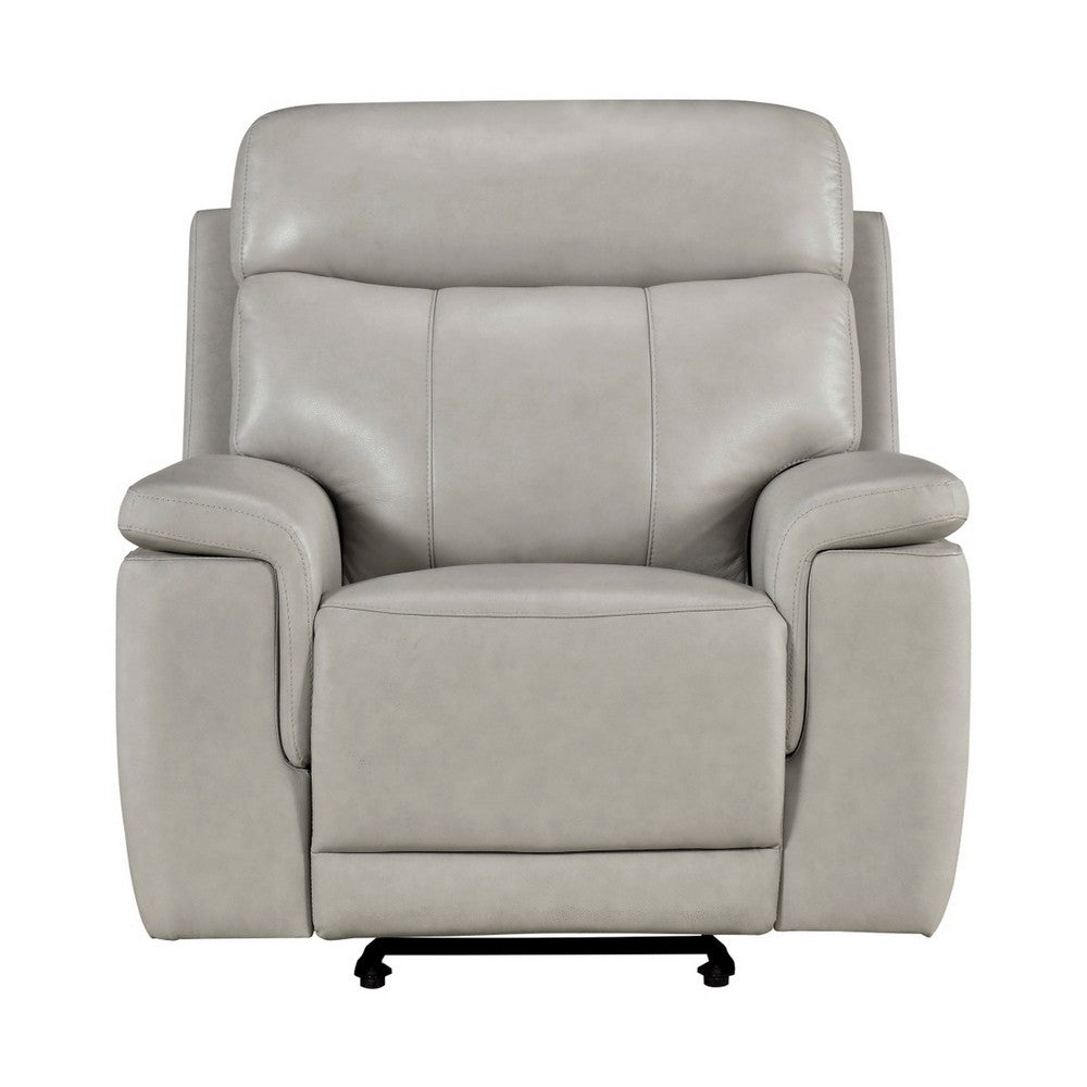 Zelda Power Glider Recliner | Power Headrest | USB | Gray Genuine Leather