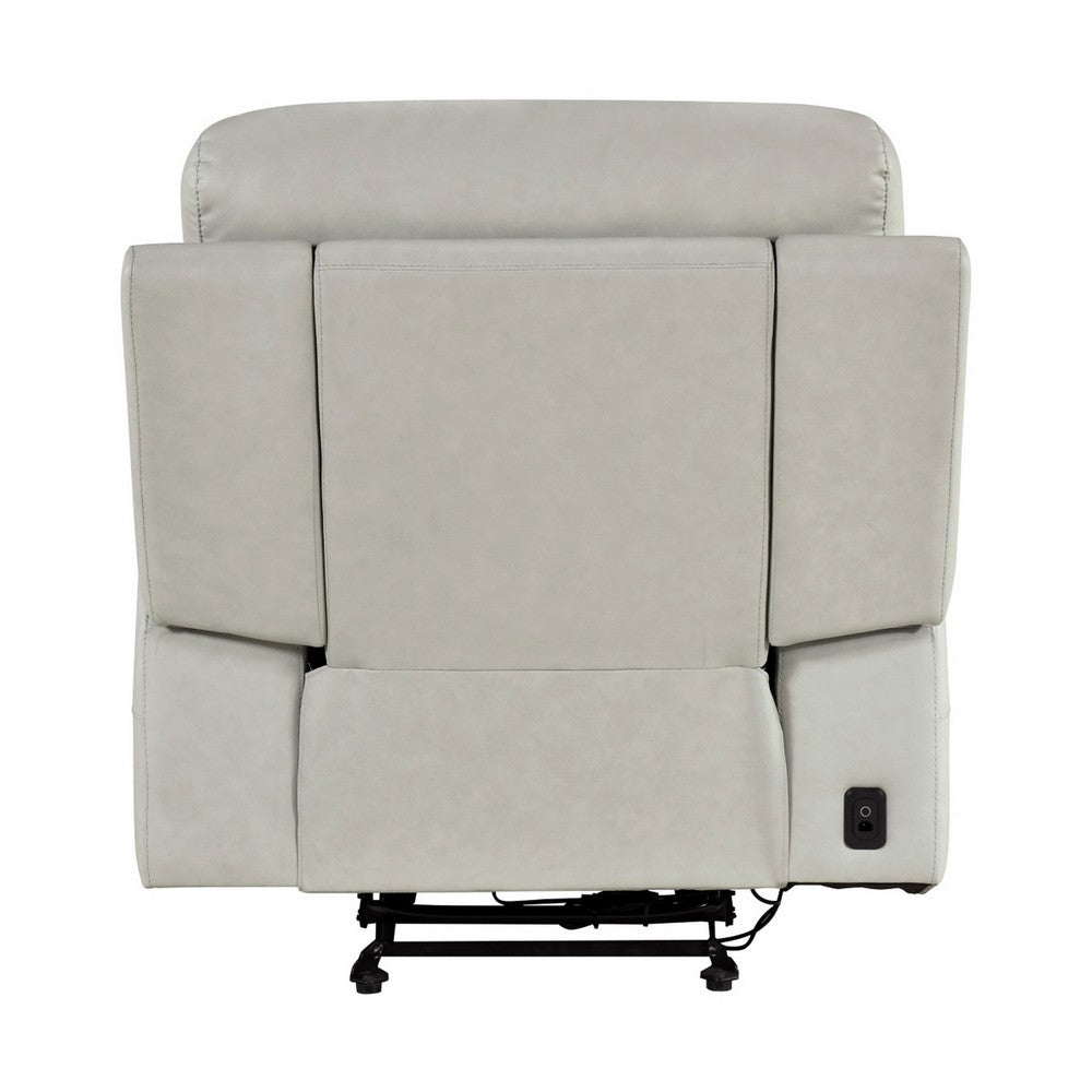 Zelda Power Glider Recliner | Power Headrest | USB | Gray Genuine Leather