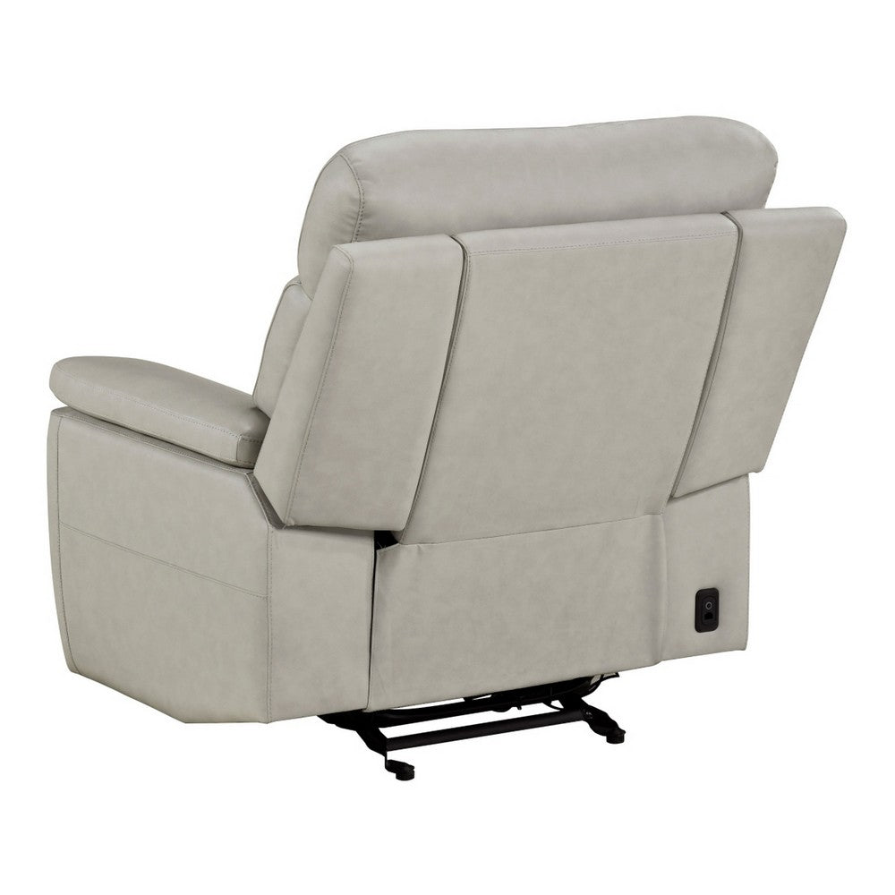 Zelda Power Glider Recliner | Power Headrest | USB | Gray Genuine Leather