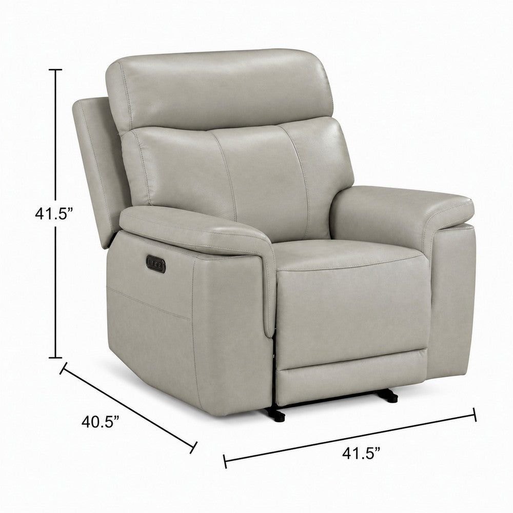 Zelda Power Glider Recliner | Power Headrest | USB | Gray Genuine Leather