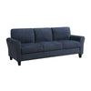 Elon 3-Seater Sofa with Black Feet | Rolled Arms | Blue Chenille | 81"