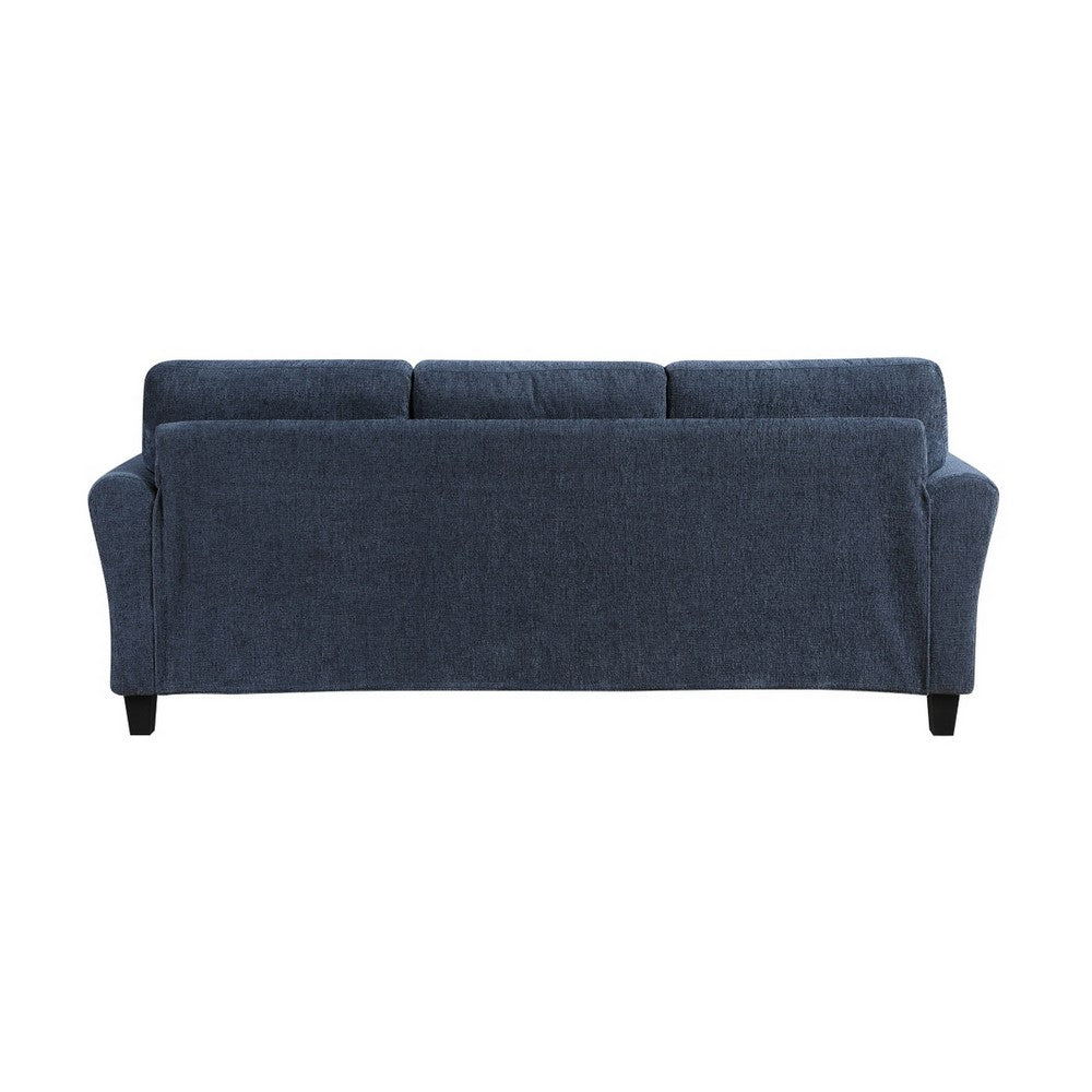 Elon 3-Seater Sofa with Black Feet | Rolled Arms | Blue Chenille | 81"