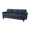 Elon 3-Seater Sofa with Black Feet | Rolled Arms | Blue Chenille | 81"