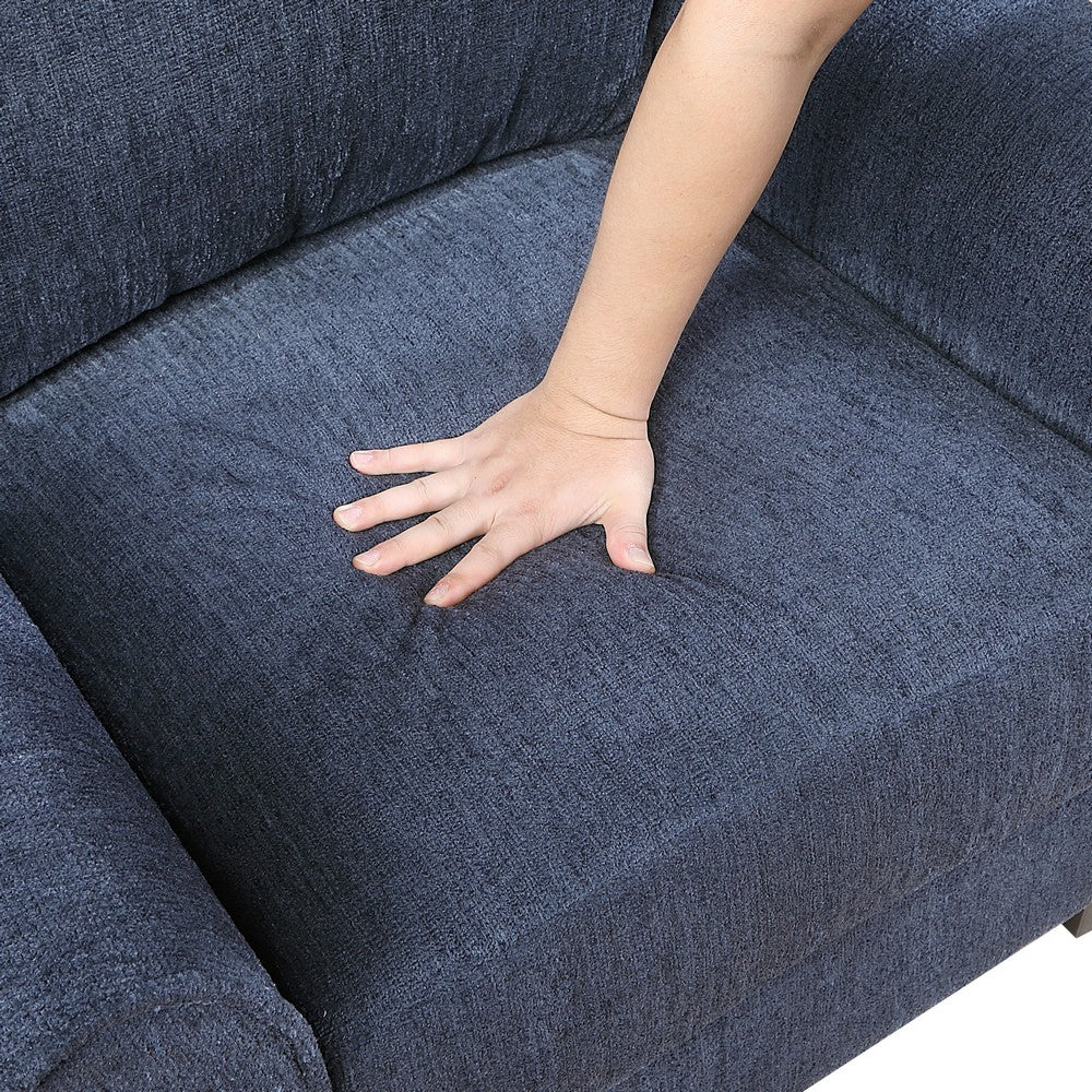 Elon 3-Seater Sofa with Black Feet | Rolled Arms | Blue Chenille | 81"