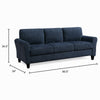Elon 3-Seater Sofa with Black Feet | Rolled Arms | Blue Chenille | 81"
