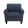 Elon Club Chair with Black Feet | Rolled Arms Design | Blue Chenille