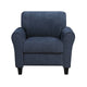 Elon Club Chair with Black Feet | Rolled Arms Design | Blue Chenille