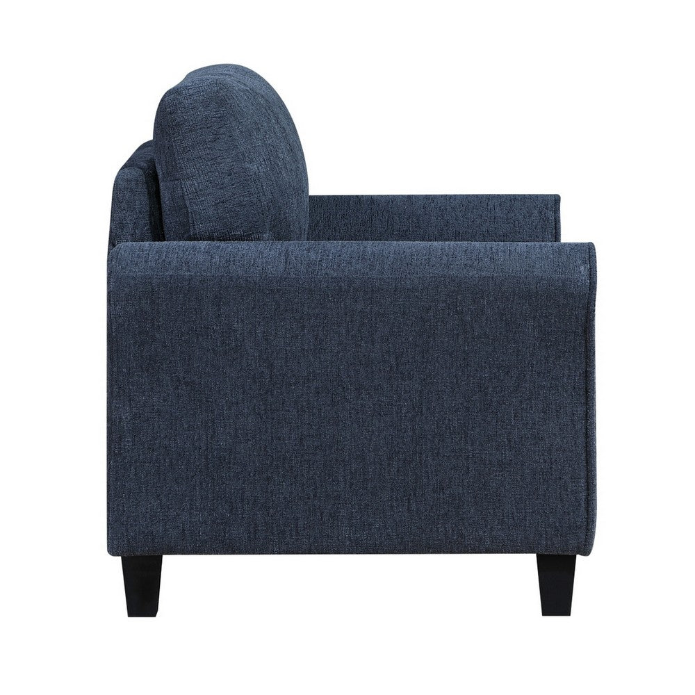 Elon Club Chair with Black Feet | Rolled Arms Design | Blue Chenille