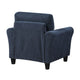 Elon Club Chair with Black Feet | Rolled Arms Design | Blue Chenille