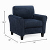Elon Club Chair with Black Feet | Rolled Arms Design | Blue Chenille