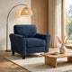 Elon Club Chair with Black Feet | Rolled Arms Design | Blue Chenille