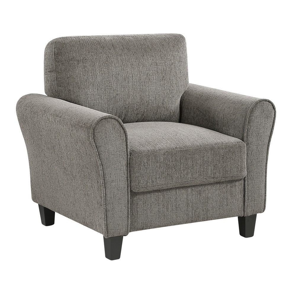 Elon Club Chair with Black Feet | Rolled Arms Design | Brown Chenille