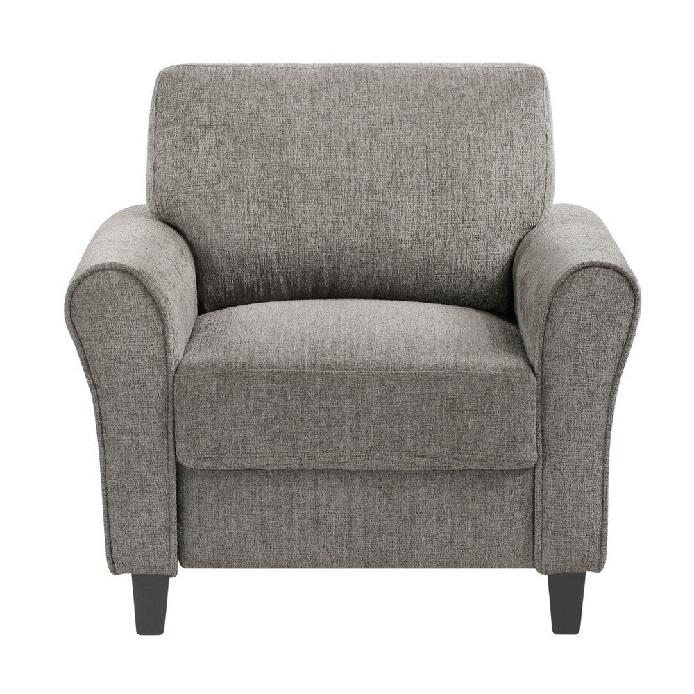 Elon Club Chair with Black Feet | Rolled Arms Design | Brown Chenille