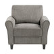 Elon Club Chair with Black Feet | Rolled Arms Design | Brown Chenille