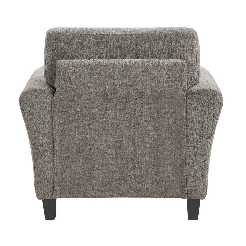 Elon Club Chair with Black Feet | Rolled Arms Design | Brown Chenille
