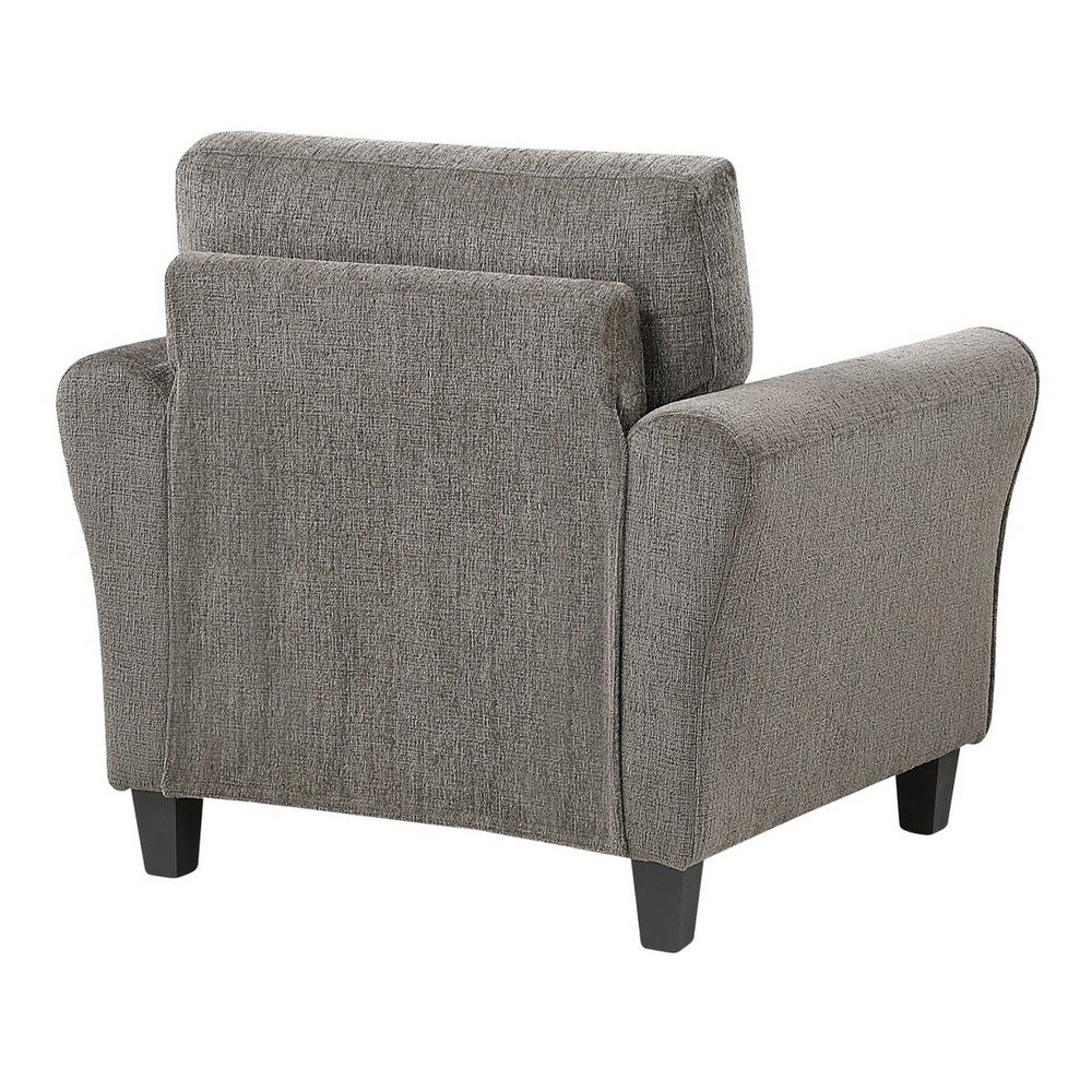 Elon Club Chair with Black Feet | Rolled Arms Design | Brown Chenille