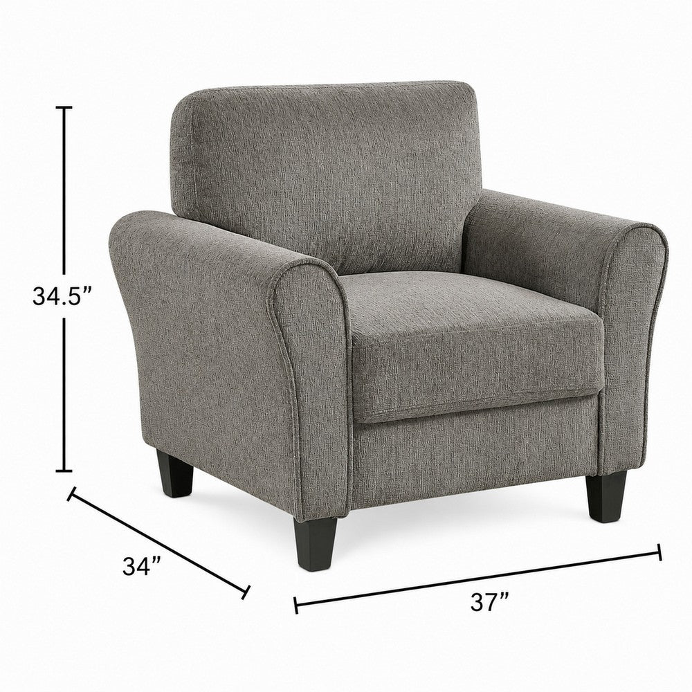 Elon Club Chair with Black Feet | Rolled Arms Design | Brown Chenille